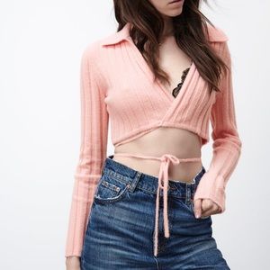 NWT ZARA Cropped wrap sweater